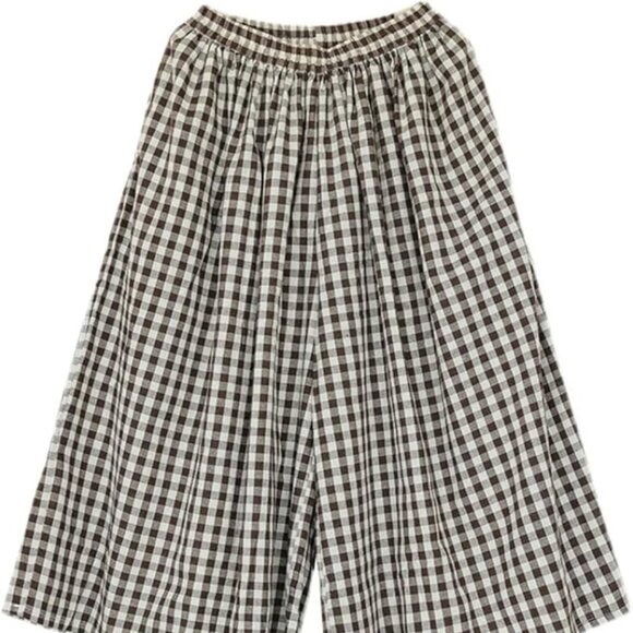 Plaid Gingham Wide Leg Capri Pants - Picture 6 of 6